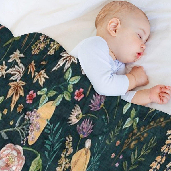 Hana Floral (teal) Throw Blanket