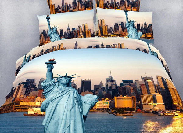 Dolce Mela 100% Cotton Duvet Cover Sheet Set - Statue of Liberty - Gifts for You 'n Me