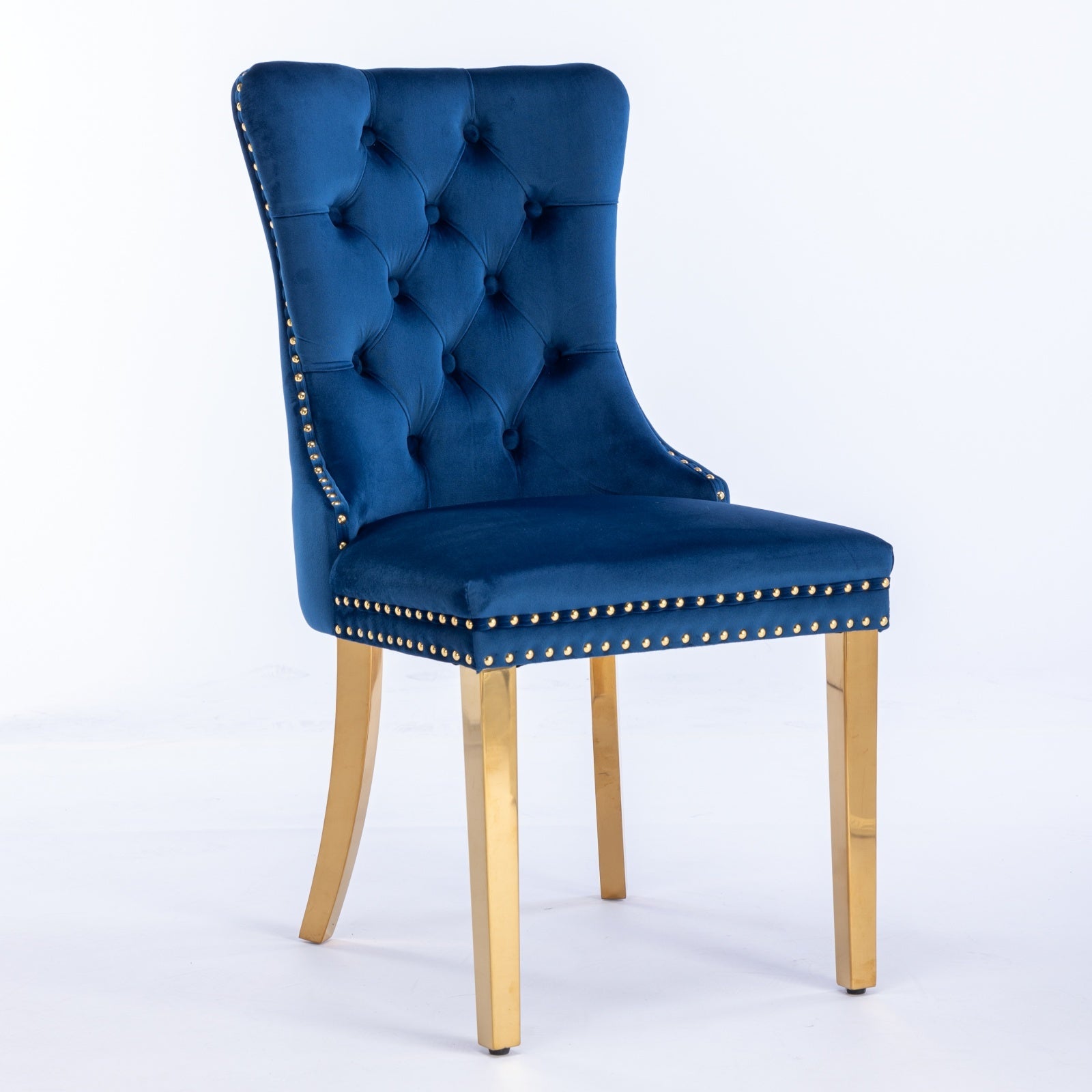 Nikki Collection Modern Tufted Solid Wood Velvet Upholstered Dining Chair with Gold Legs
