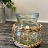 Glass Vase with Wicker Base