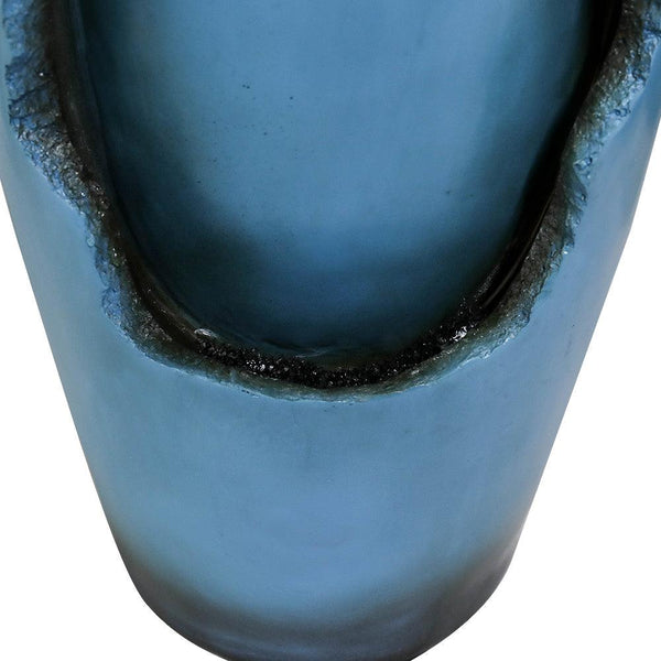 Resin Blue Vase Water Fountain Tabletop with LED
