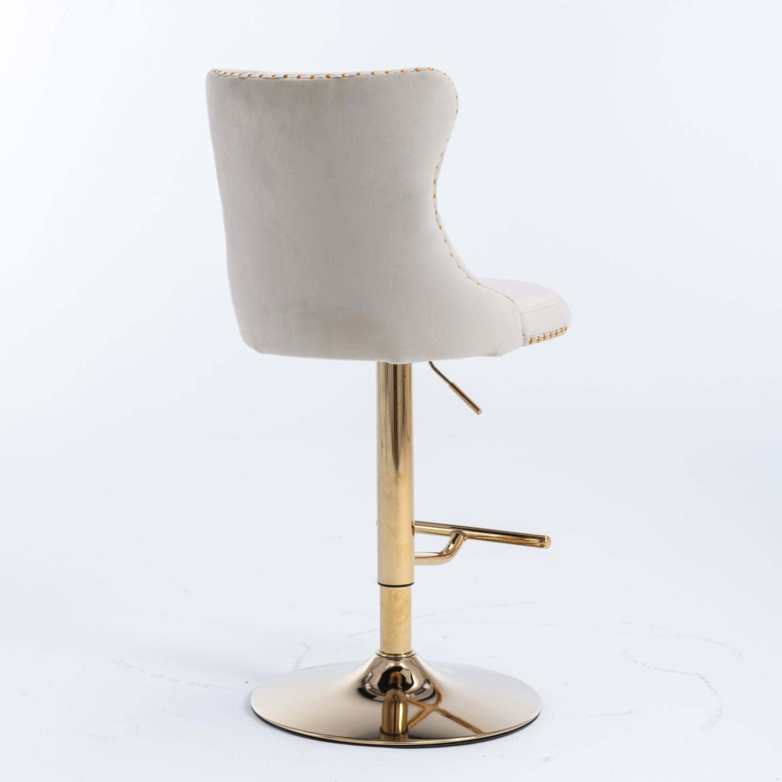 Golden Swivel Velvet Adjustable Barstools with Backs Upholstered Tufted for Home Pub