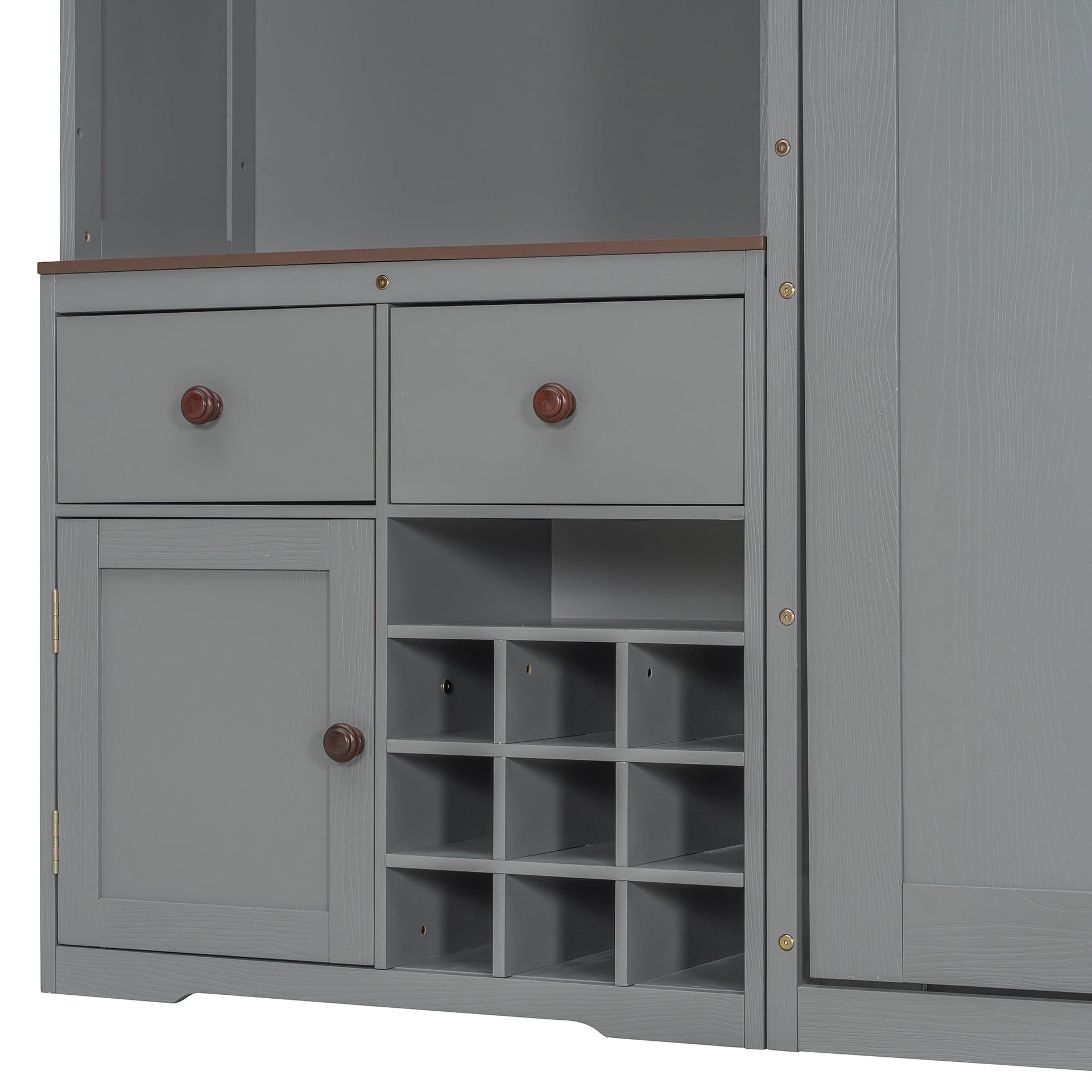 Murphy Bed with Storage Cabinet, Wine Rack, Glass Holder, Drawers & Multi-Color LED Strip