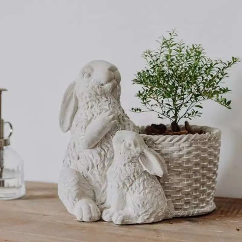 CEMENT RABBITS PLANTER
