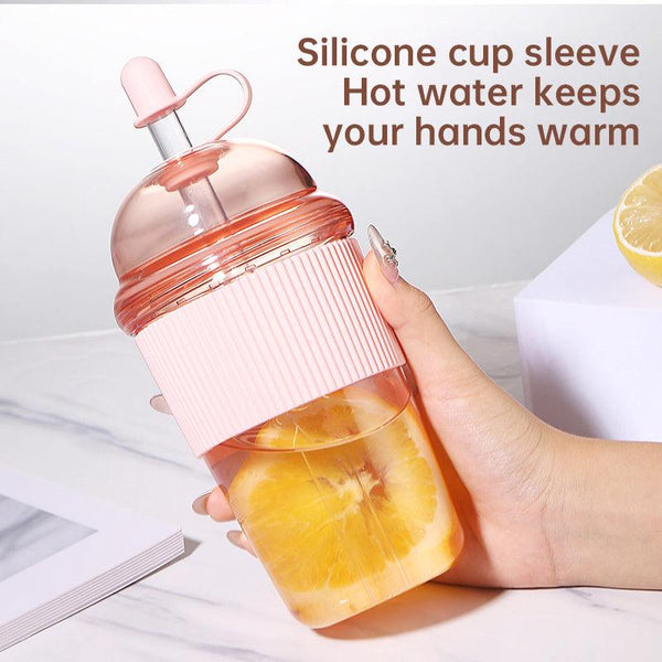630ML straw cup (with lid/straw) – coffee, milk, tea, water, juice; Ins-style, office-friendly