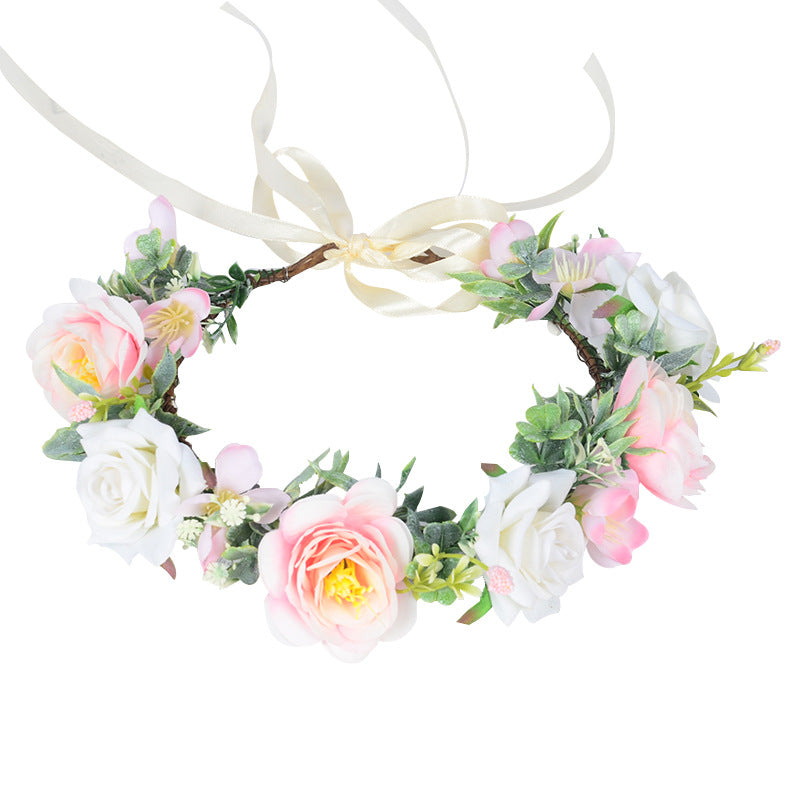 Simulated Rose Blossoms Adjustable Headwear Wreath Bridal Fairy Princess Birthday Performance Headwear