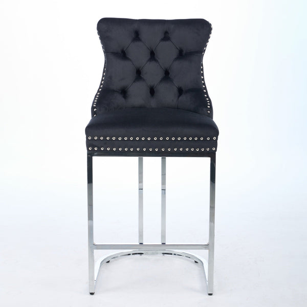 Set of 2 Modern Velvet Barstools