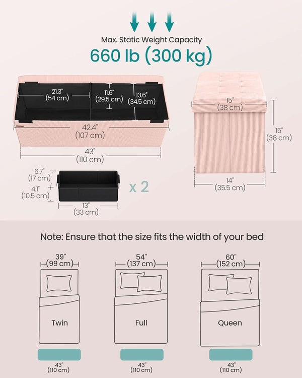 Jelly Pink Foldaway Underbed Storage Ottoman Bench