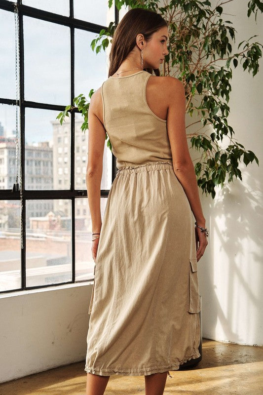 Drawstring Sleeveless Washed Dress For Women – Casual, Stylish, Comfortable, Versatile, Effortlessly Chic Dress for Everyday Wear