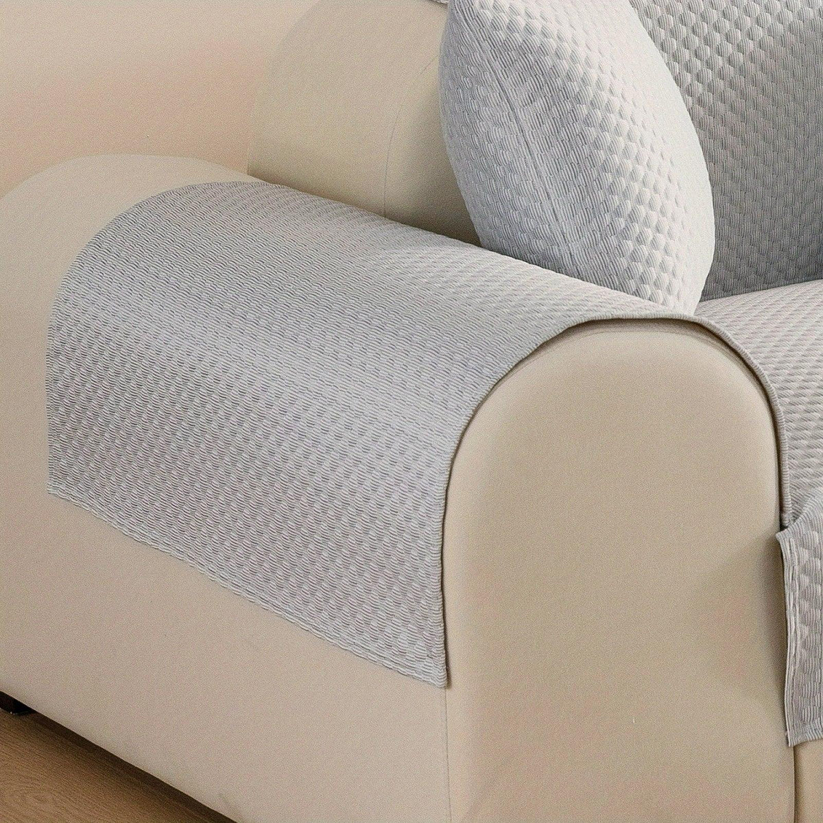 Breathable Ice Silk Light Gray Couch Cover - Cooling & Anti-Scratch