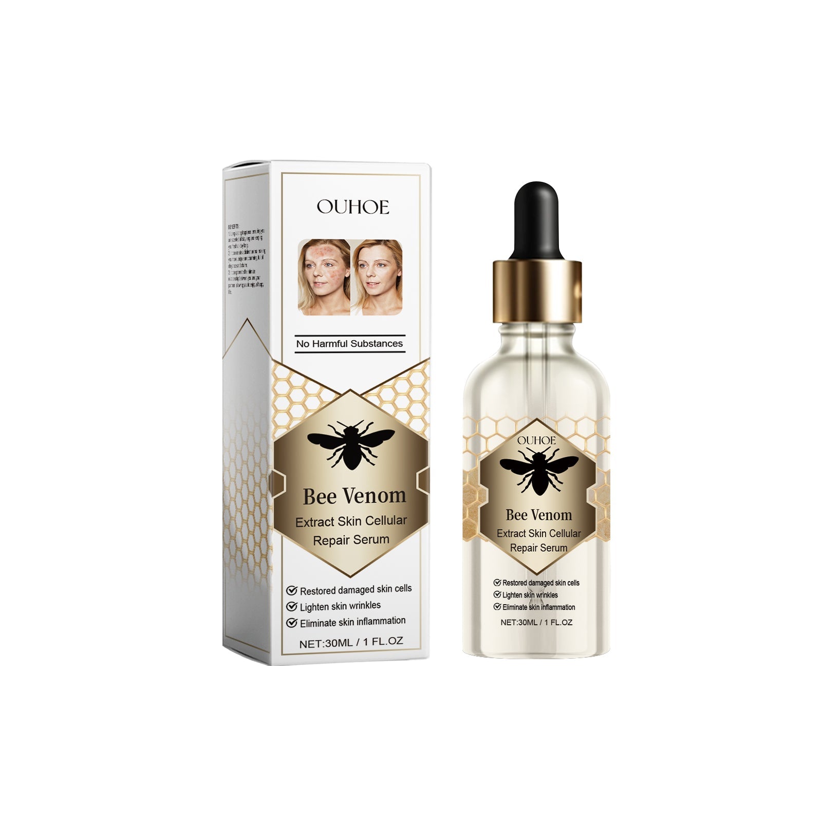 Bee Venom Skin Repair Essence, Body Skin Smoothing And Firming Gentle Moisturizing Massage Treatment Essence