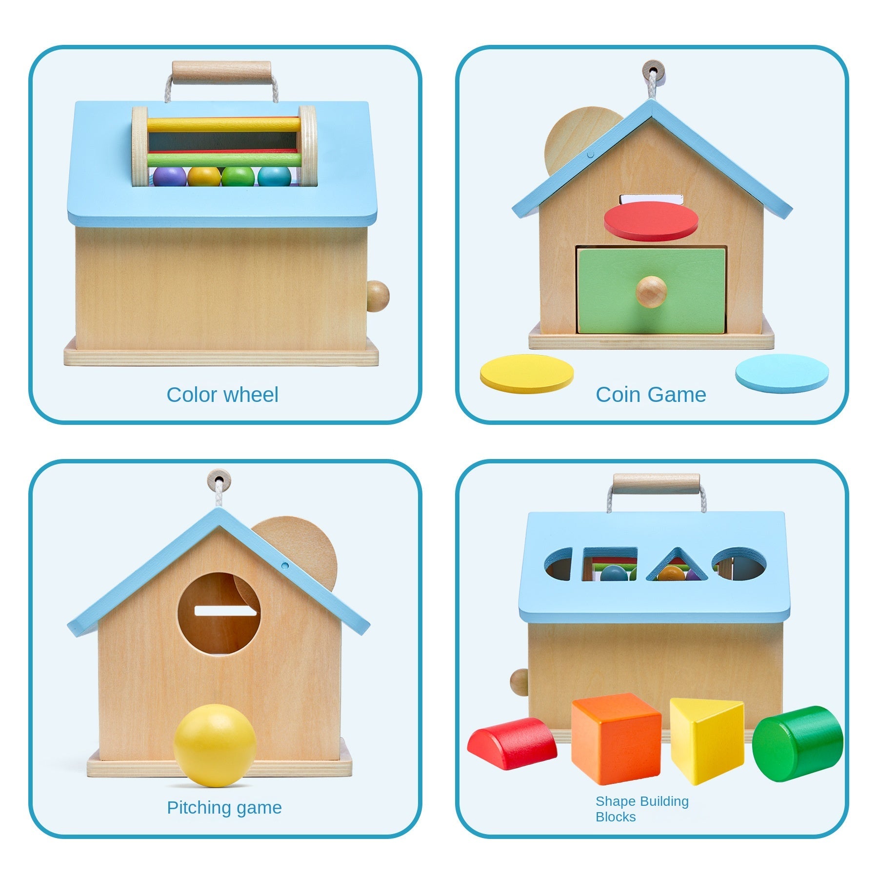 Montessori teaching aids 0-3 baby early education busy house wooden shape matching house drawer box puzzle toy