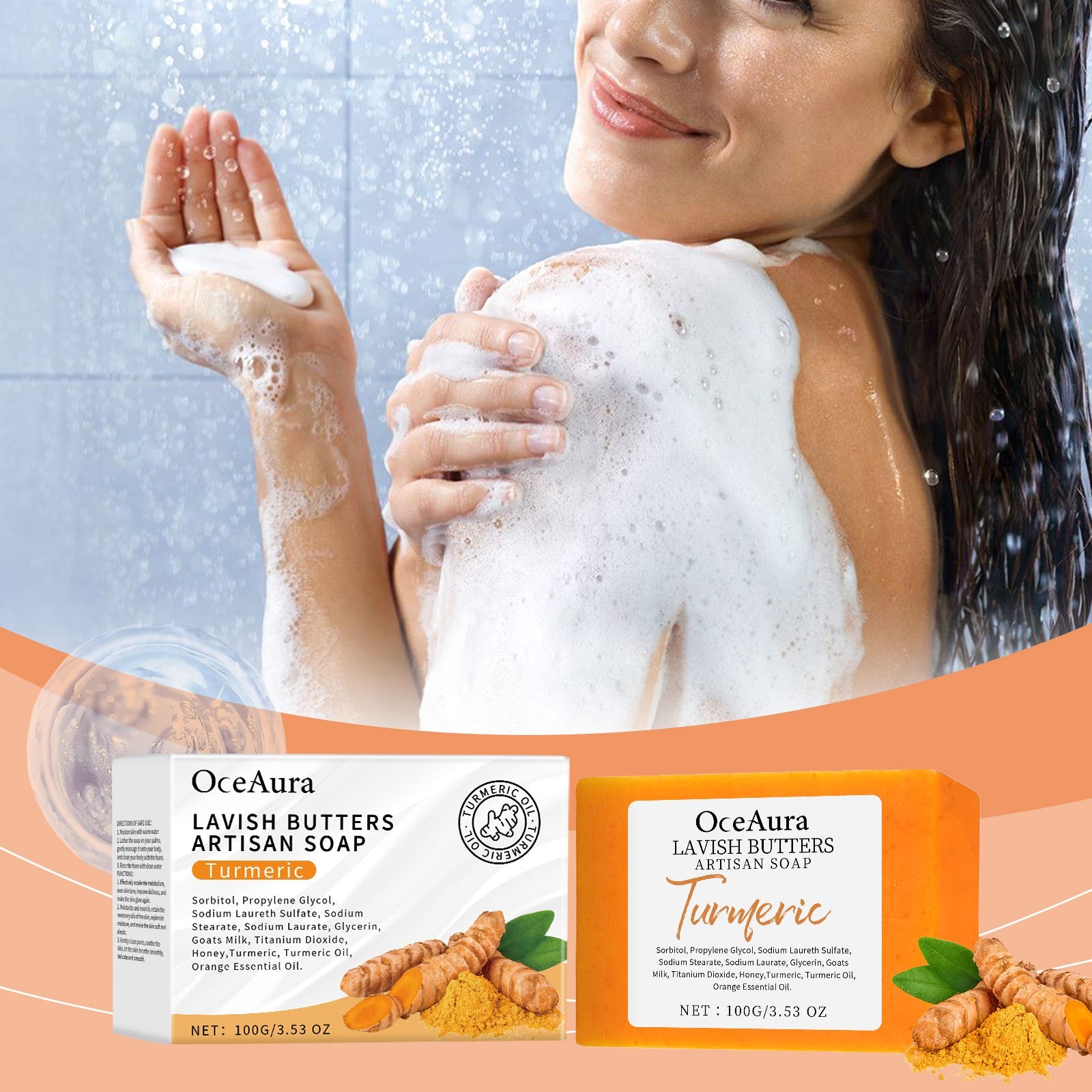 Turmeric Skin Care Soap, Clean And Moisturize The Body Skin Translucent And Smooth Bath Fragrance Skin Care Soap