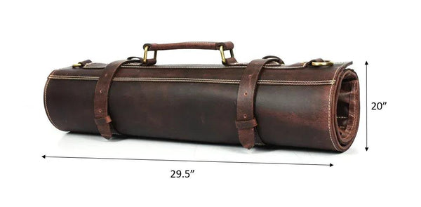 Arizona Leather Knife Roll 10 Slot - Walnut Brown - Gifts for You 'n Me