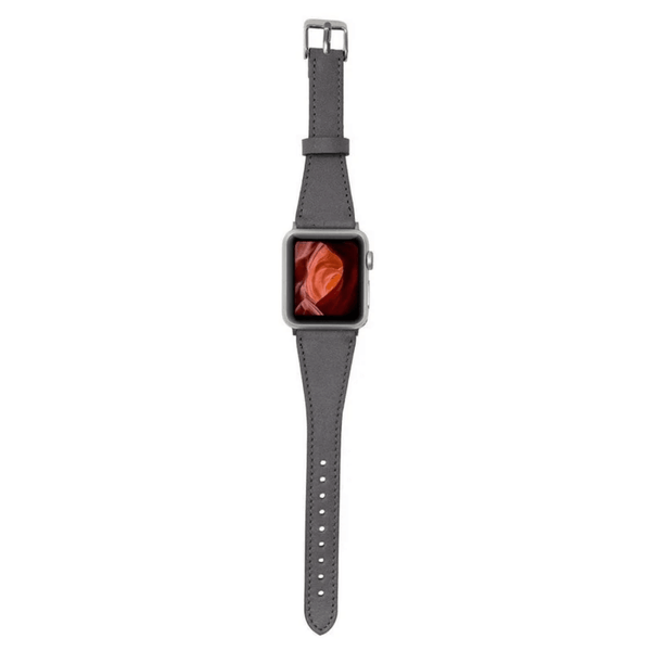 Classic Dark Grey Leather Apple Watch Band - Dallas