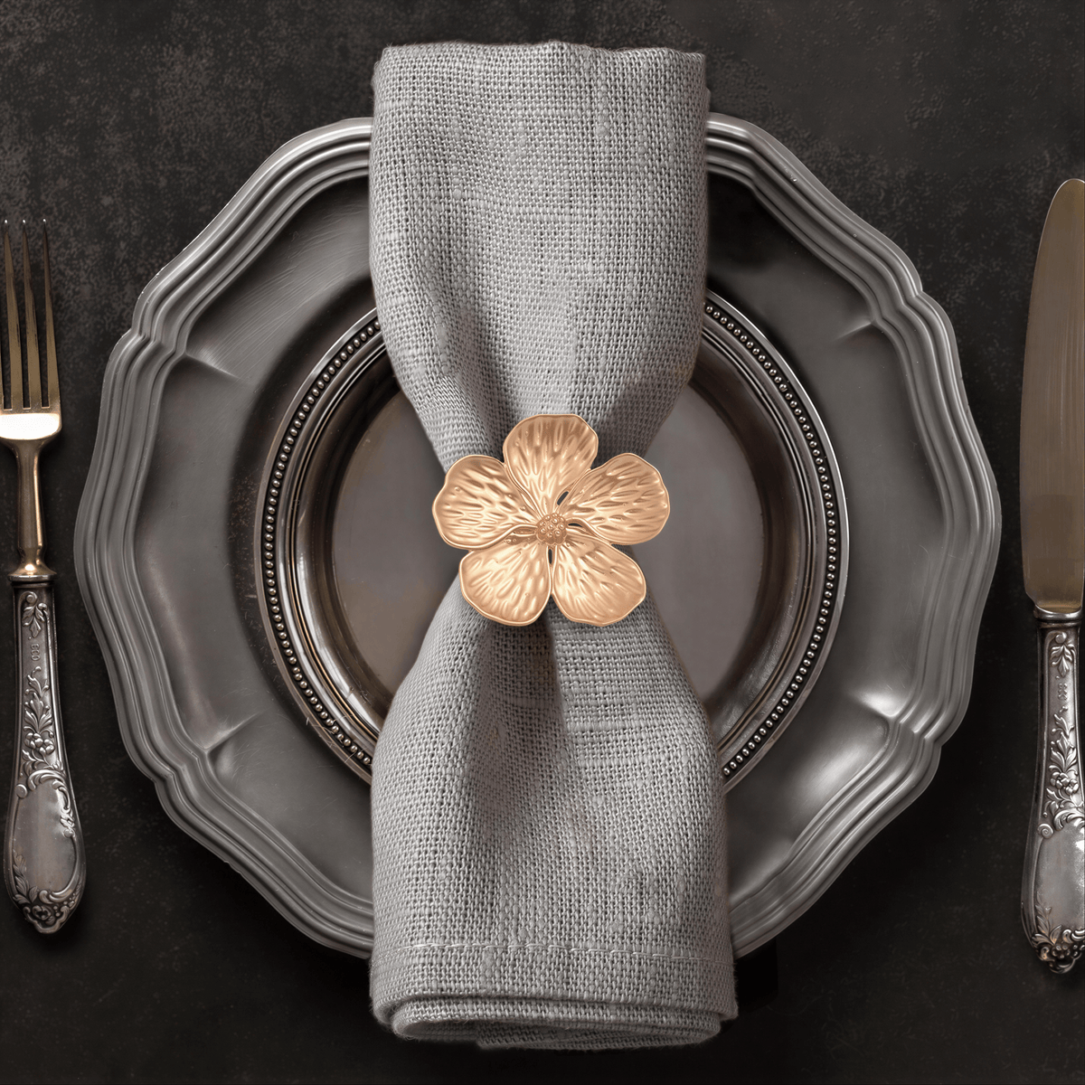 Gold Floral Napkin Rings – Golden Elegance