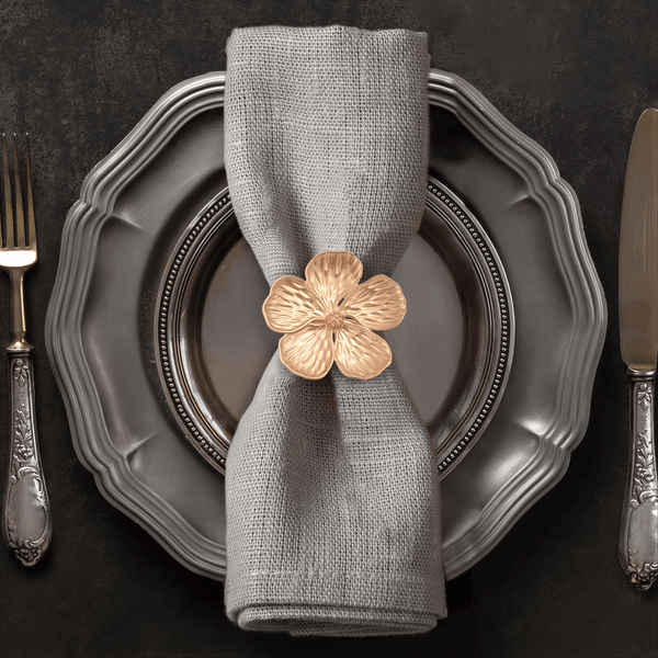 Gold Floral Napkin Rings – Golden Elegance