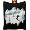 Snowboard, Snowboarder And Mountains, Snowboarding Machine-washable Throw Blanket