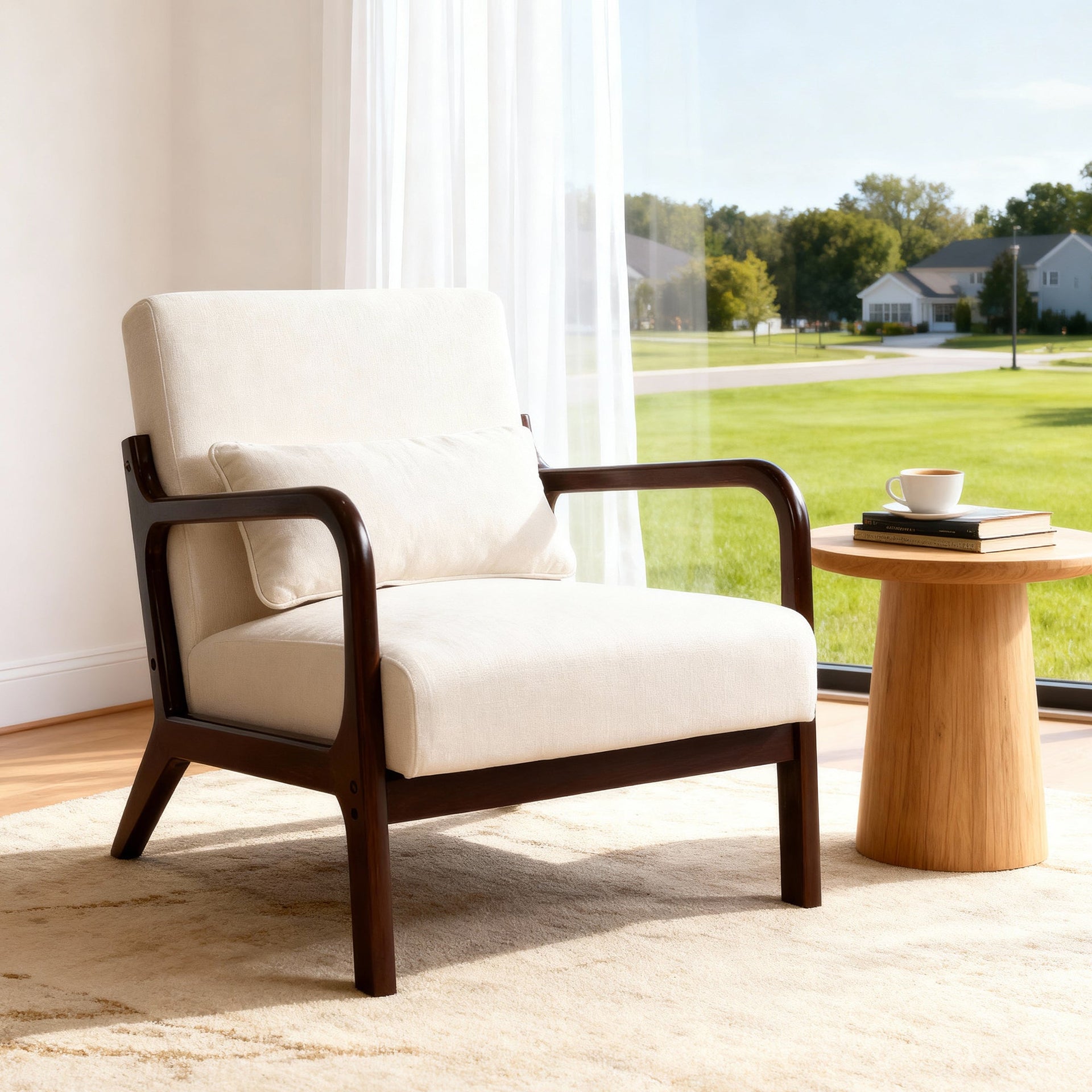 Antique Beige Cotton‑Linen Chair