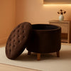 Brown Velvet Upholstered Ottoman With Concealed Storage