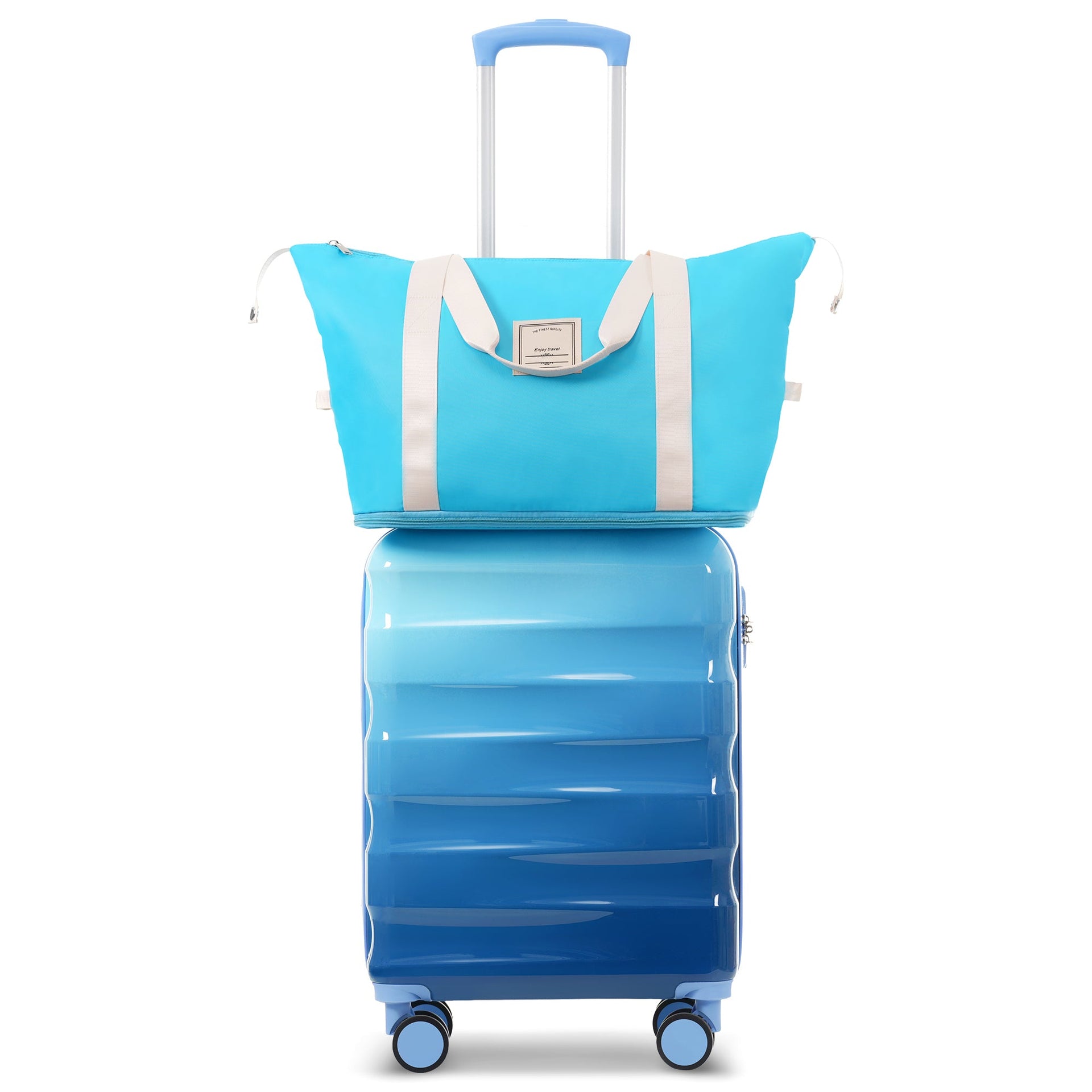 20' Carry-on Luggage with Cup Holder – Lightweight Glossy Hardshell Suitcases with Spinner Wheels, TSA Lock, Airline Approved, 2 Piece Set