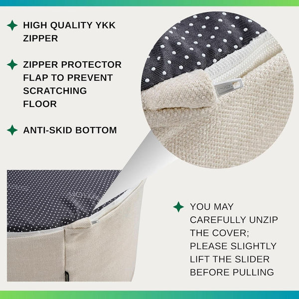 Twenty Two Inch Beige Ottoman Pouf With Ultra Premium Foam