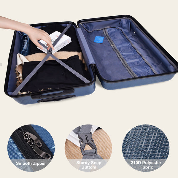 Luggage Suitcase 3 Piece Sets Hardside Carry-on luggage with Spinner Wheels 20