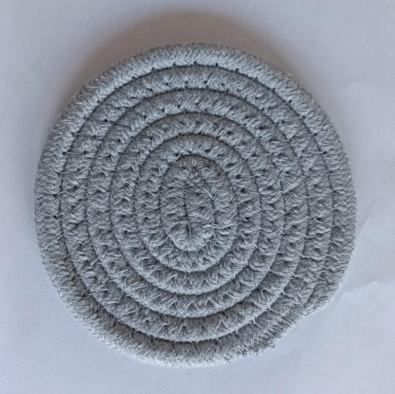 Cotton thread placemat hand woven insulation mat bowl mat cup mat thickened and simple cotton linen table mat