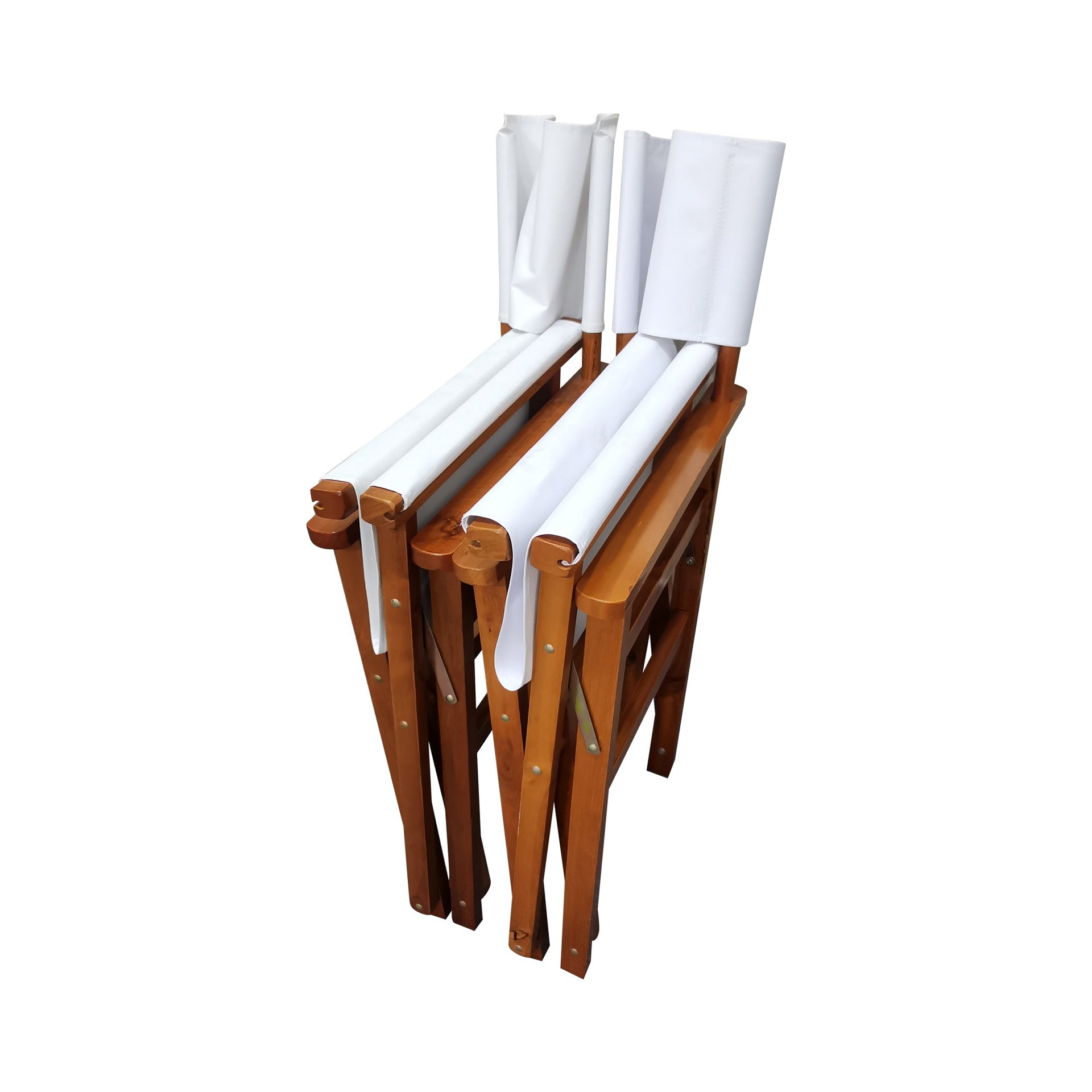Folding Chair Wooden Director Chair Canvas Folding Chair Folding Chair 2pcs/set populus + Canvas (Color : White)