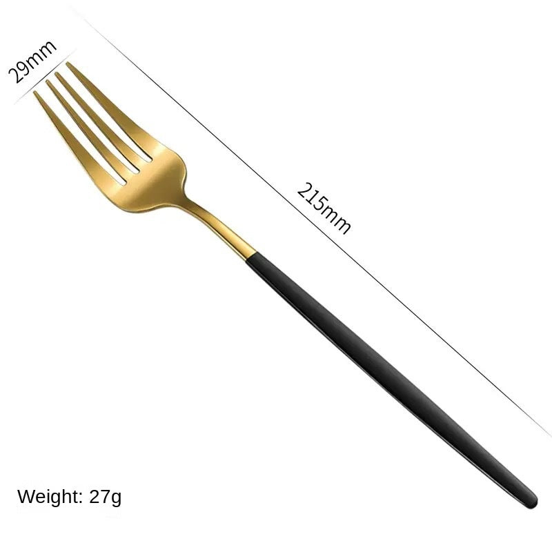 Stainless Steel Cutlery Set with Portuguese Gold Spray Painted Steak Knife, Fork, Spoon, and Tea Spoon 4-Piece Gift Pack