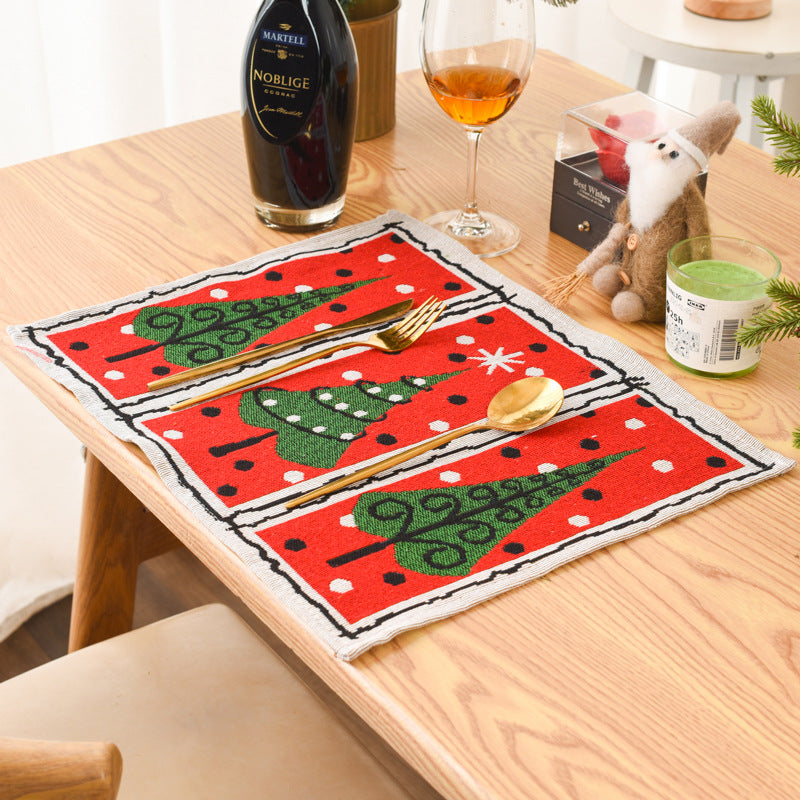 Christmas New Decorative Products Knitted Fabric Meal Mat Creative Knitted Meal Mat Tablecloth Elderly Tree Meal Mat
