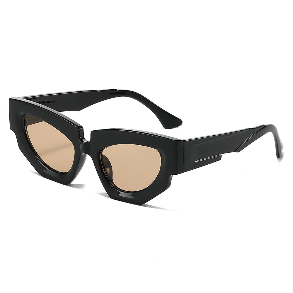 New Personalized Fashion Cat Eye Sunglasses Instagram Trendy Irregular Water Chestnut Hip Simple Leisure Street Photography Sunglasses