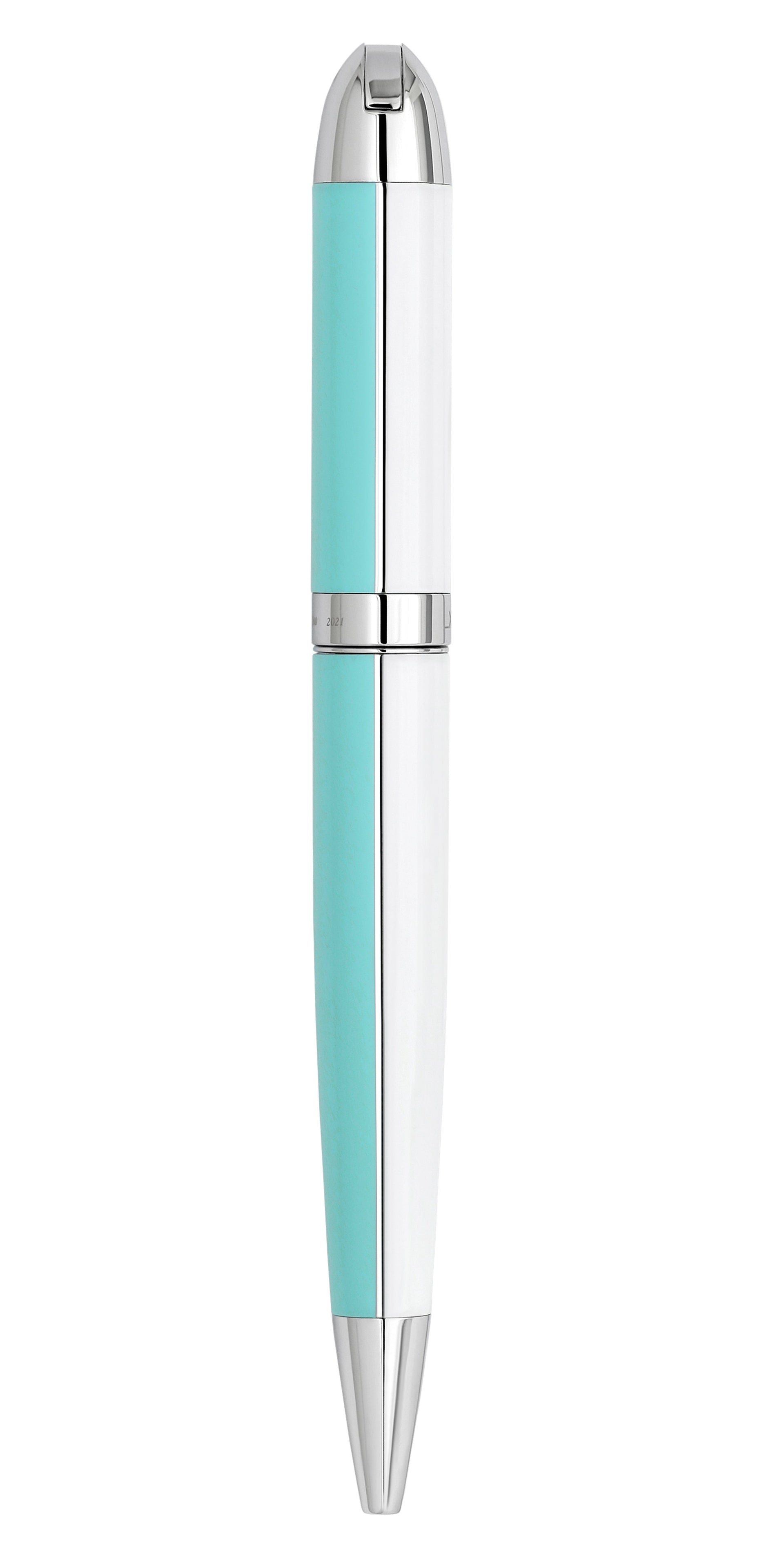 Visionary® Brass & Aluminum Enameled Fountain Pen (Medium Nib) and Ballpoint Pen Set - Sky Blue / White