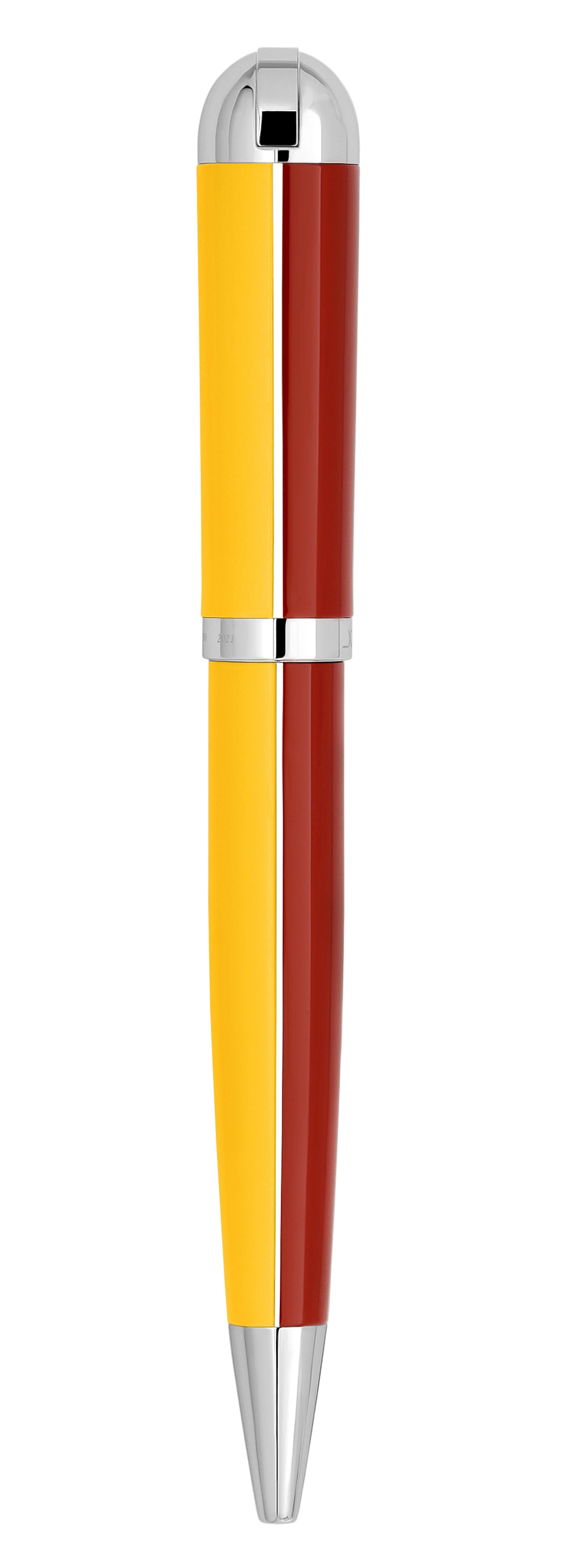 Visionary® Brass & Aluminum Enameled Fountain Pen (Medium Nib) and Ballpoint Pen - Aspen Gold / Red