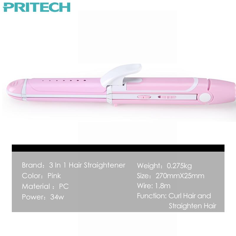 Pritech New Electric 3 In 1 Hair Straightener Curling Irons For Wet&Dry Professional Hair Curler Styling