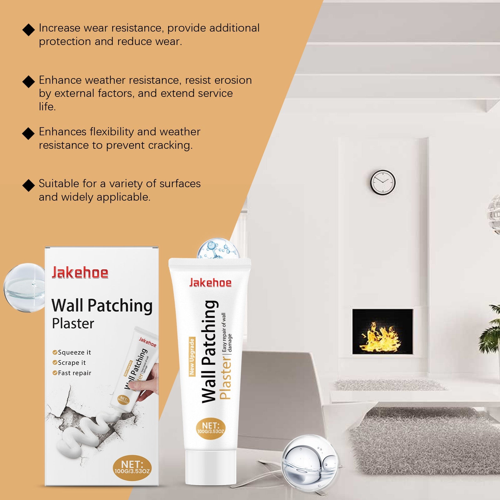 Wall Repair Kit Skinning Damaged Wall Holes Apply Refurbished Cover Waterproof Wall Repair Cream