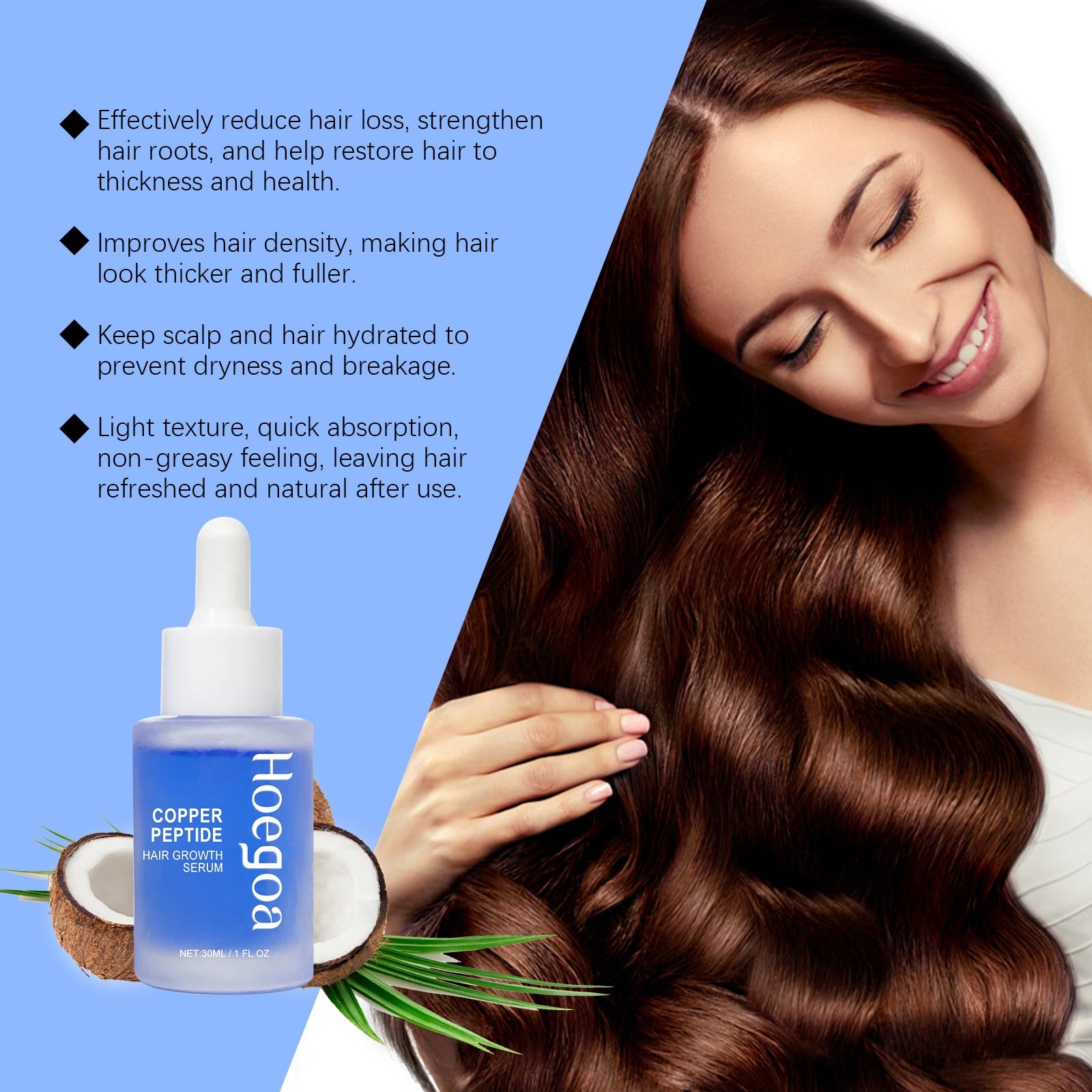 Copper Peptide Hair Serum Nourishes Scalp, Nurses Roots, Restores Fluffy And Strong Hair