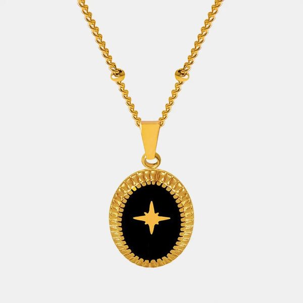 Geometric Jewelry Dripping Oil Star Elliptical Titanium Steel Pendant Necklace