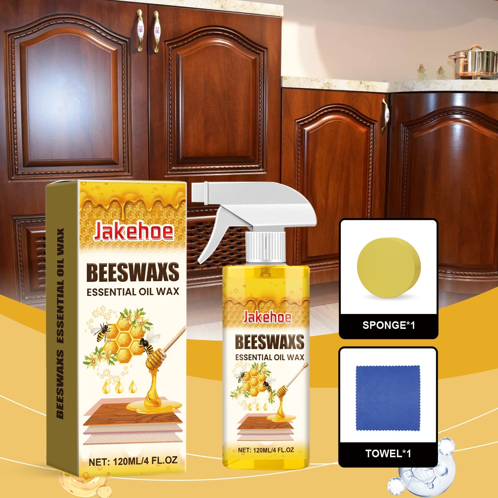 Wood Polishing Beeswax Spray Curing Furniture Polishing Color Protection Nourishing Anti-Cracking Wood Spray