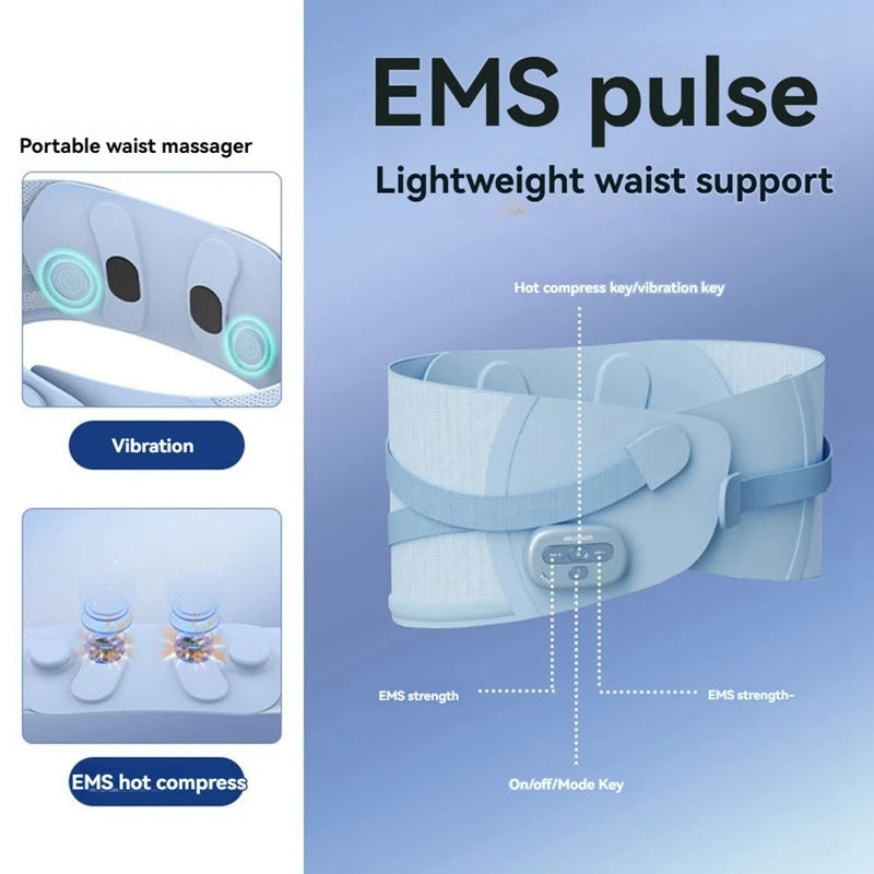 Shaping waist support belt waist massager massage belt EMS pulse hot compress vibration waist