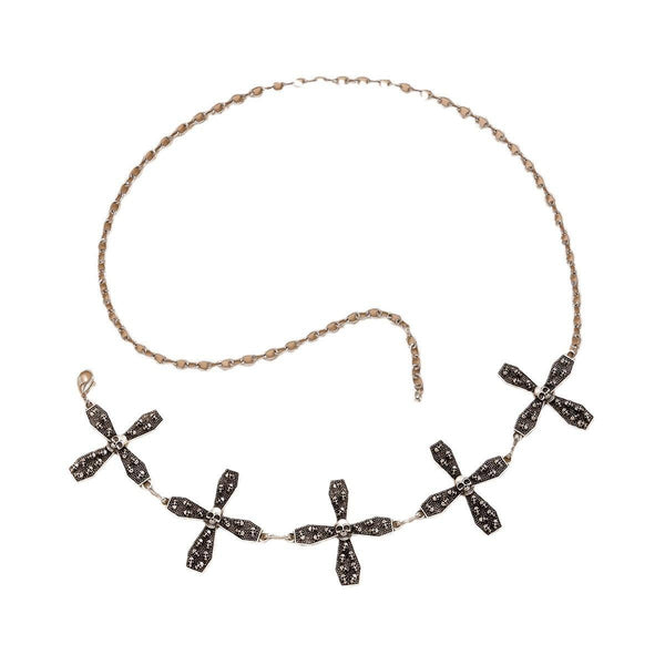 Gothic style spider web iron chain body chain retro carved sunflower alloy waist chain