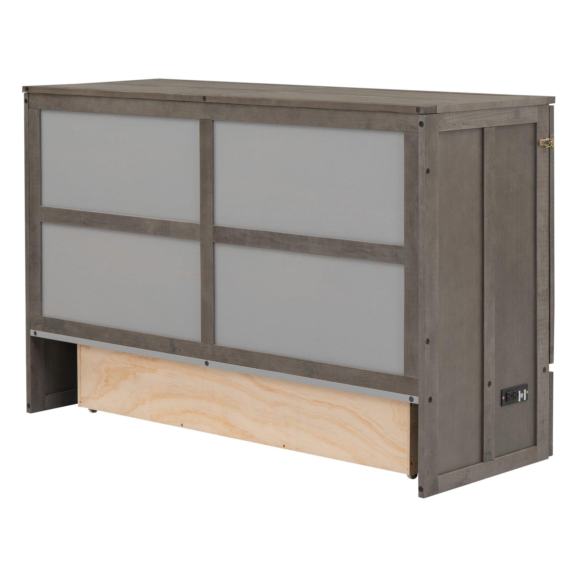 Queen Size Murphy Bed with Built-In Charging Station  Antique Grey