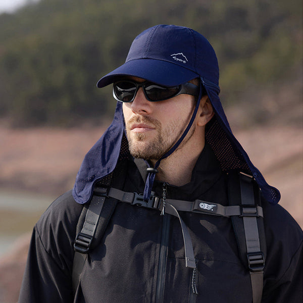 1pc Summer Baseball Cap with Detachable 360° Neck Sun Flap. For men, hiking, fishing, outdoor.