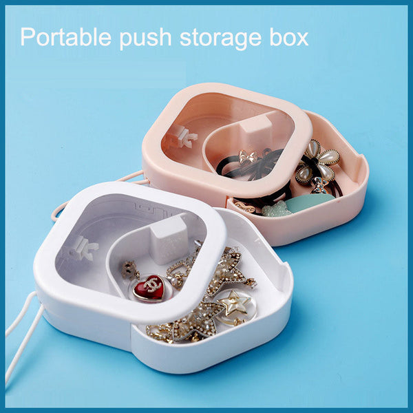 Jewelry box, portable travel storage box, hair accessories, earrings, earrings, bracelets, necklaces, headbands, portable push b