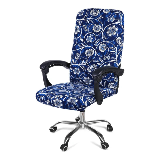 Stretch Printed Computer Office Chair Covers Soft Fit Universal Desk Rotating Slipcovers Removable Washable Anti-Dust Spandex