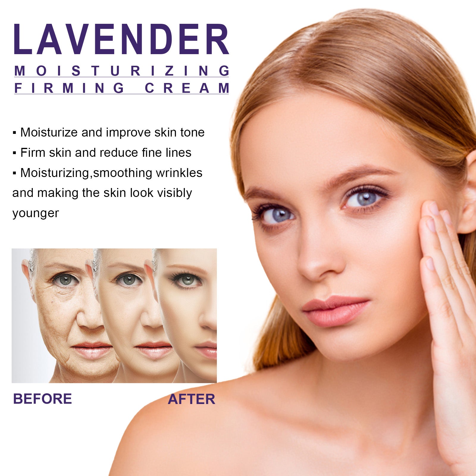 Lavender Moisturizing Firming Cream, Facial Repair Hydrating And Moisturizing Fine Line Reducing Essence Cream