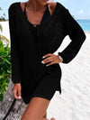 Openwork Tie Neck Cover-Up - Black / XL