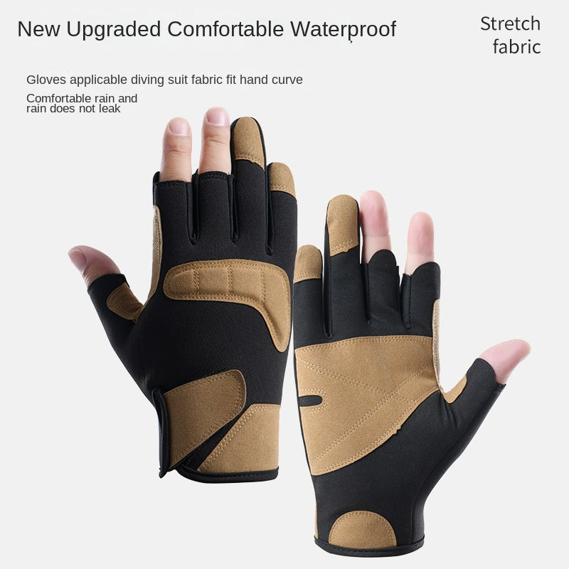 Fishing gloves professional grade winter men's and women's exclusive exposed three finger waterproof non stick bait, hand picked
