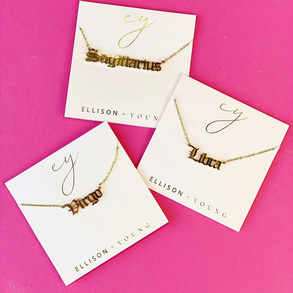 Old English Zodiac Necklace - Gifts for You 'n Me