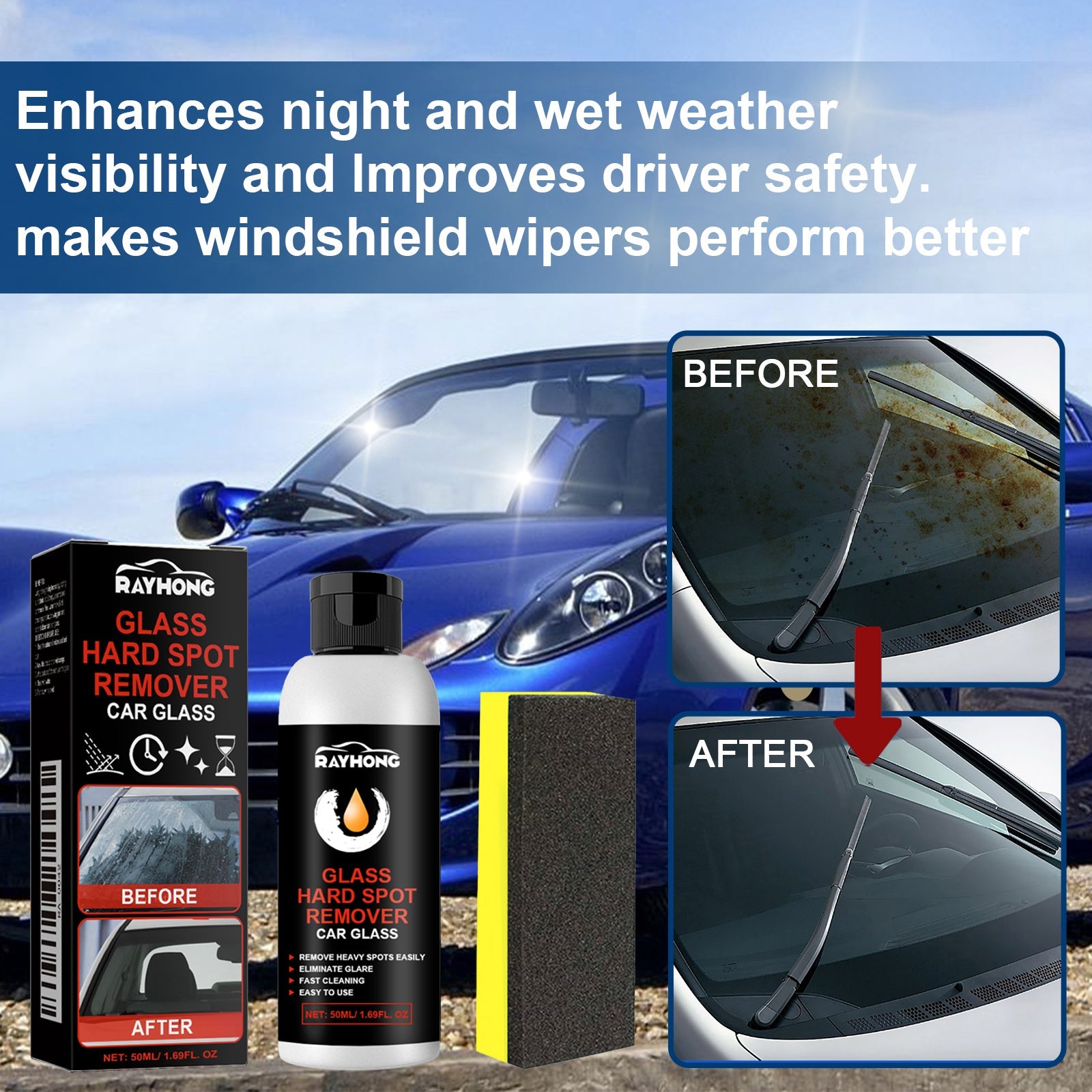 Glass Hard Spot Remover Car Glass, Glass Cleaning Decontamination Scratch Repair Polishing Cream